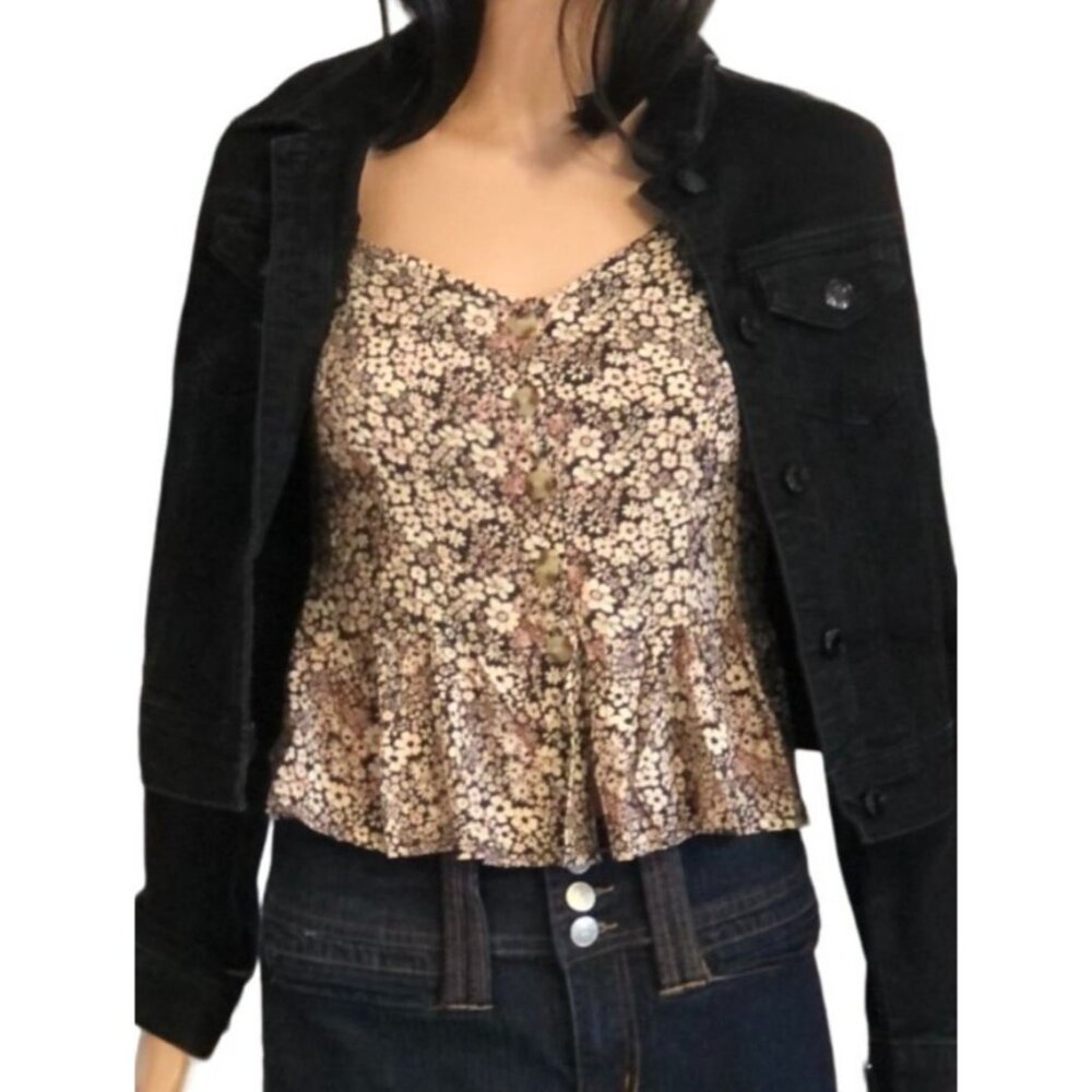 Japna Womens Sleeveless Smocked Peplum Cami‎ Size M Cottagecore Forest